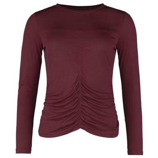 Black Premium by EMP donna camicia a maniche lunghe rossa con arricciatura 5xl