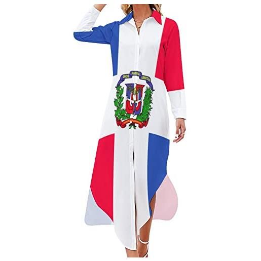 TUBIAZICOL4 bandiera della repubblica dominicana a maniche lunghe con bottoni e pantaloncini per uso quotidiano, stile, l