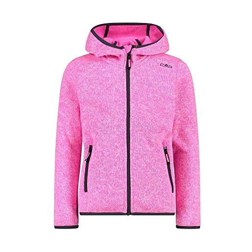 CMP knit tech mélange fleece jacket with hood, girl, gloss-fragola, 104