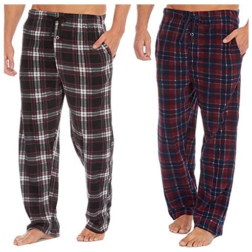 Style It Up pigiama da uomo con pantaloni da pigiama in tartan a quadri in morbido pile caldo, multi. Pack, m