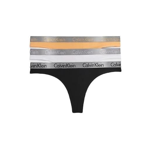 Calvin Klein perizomi donna confezione da 3 tanga, multicolore (black/white/pastel lilac), l