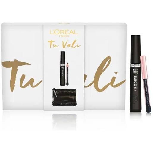 577N l'oréal paris self confidence box pochette nera+mascara telescopic lift+mini crayon
