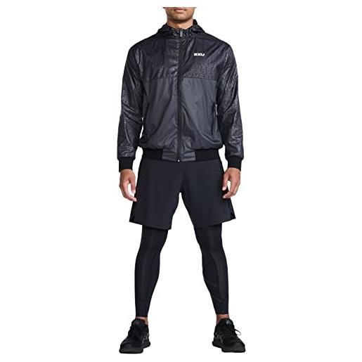 2XU motion windbreaker giacca, embossed monogram/slvr reflect, m uomo