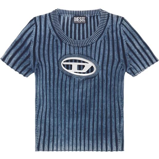 Diesel t-shirt m-anaheim con placca logo - blu