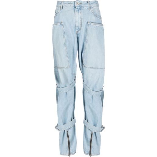 The Attico jeans a vita alta alec con fibbia - blu