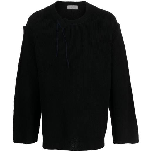 Yohji Yamamoto maglione con maniche a spalla bassa - nero