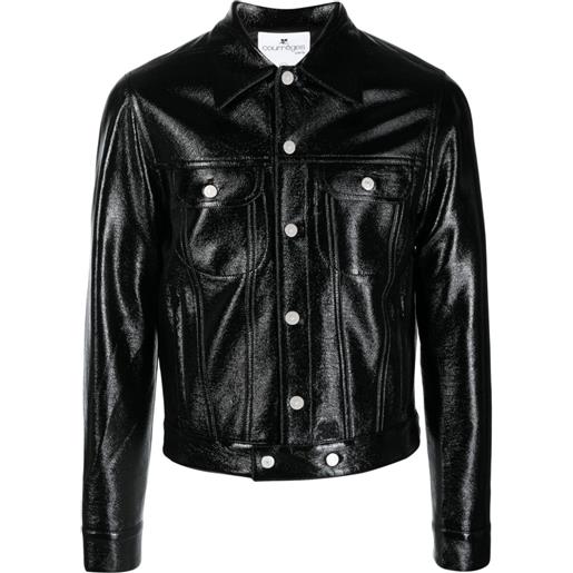 Courrèges giacca in finta pelle con bottoni - nero