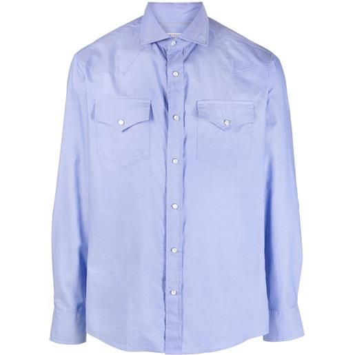 Brunello Cucinelli camicia con colletto ampio - blu