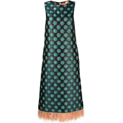 La DoubleJ abito midi column a fiori jacquard - verde