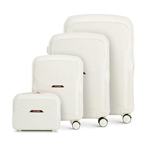WITTCHEN lady 2 line set di 4 valigie (s+m+l+ beauty case) valigie da viaggio valigie moderne valigie in policarbonato con 4 ruote piroettanti lucchetto a combinazione tsa manico telescopico crema