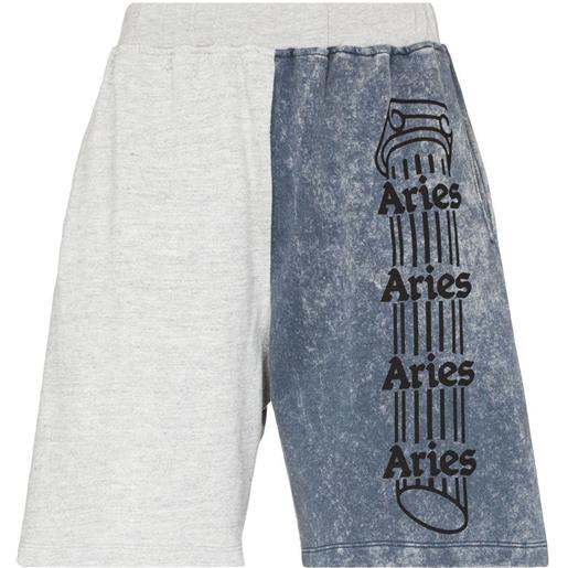 Aries shorts sportivi con design color-block - blu