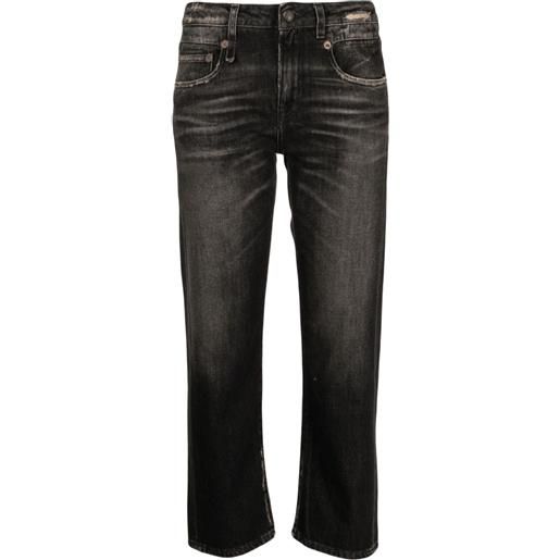 R13 jeans crop con effetto vissuto - grigio