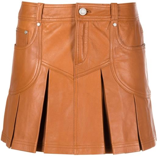 Trussardi box-pleated leather miniskirt - marrone
