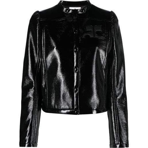 Courrèges giacca iconic vinyl con applicazione - nero