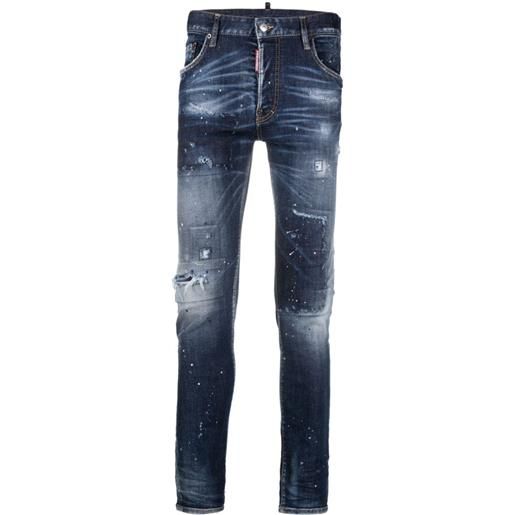 Dsquared2 jeans slim con effetto vissuto - blu