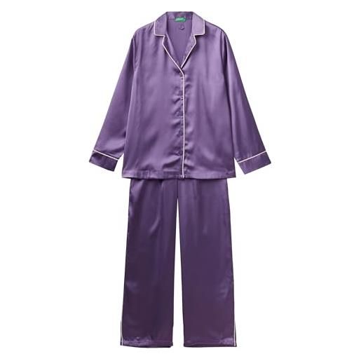 United Colors of Benetton pig(camicia+pant) 4ko13p008, set di pigiama donna, nero 100, s