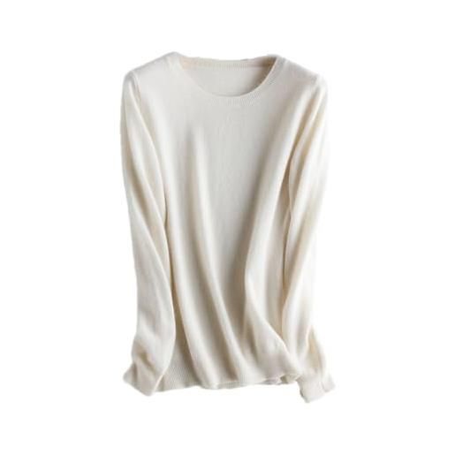 DBFBDTU maglione girocollo lavorato a maglia da donna in cashmere autunno inverno milky white xl