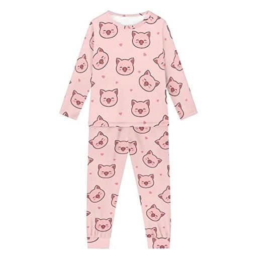 Howilath pigiama per bambini carino cartone animato axolotl nero designer 2 pz/set pigiami a maniche lunghe indumenti da notte per ragazzi ragazze, maiale stampato. , 7-8 anni