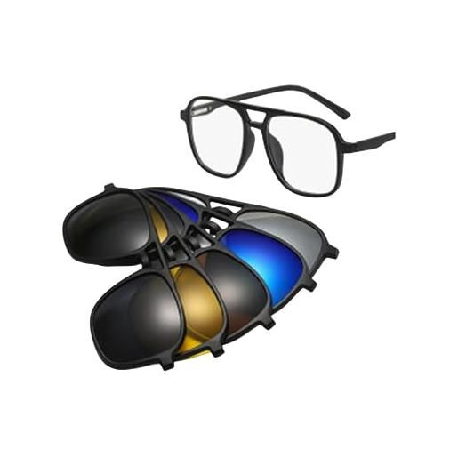 Zerodis occhiali magnetic. Attraction, clip magnetica su occhiali da sole aumentano la stabilità 5 lenti diverse per l'uso quotidiano (telaio pc)