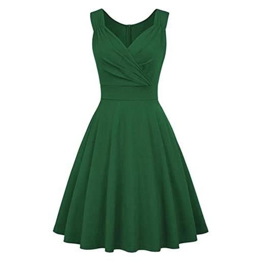 HHSclothing abito lungo fantasia abito in tinta unita abito con scollo a v di grandi dimensioni donna abiti estivi maniche (green, xl)