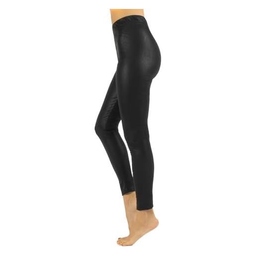CALZITALY leggings pelle, leggings eco pelle, leggings felpati, pantaloni invernali, leggings termici | made in italy (m, nero)
