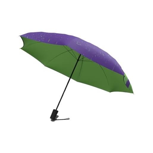 Collins jumble & co ups & downs ombrello - ombrello compatto e resistente impermeabile automatico - un pulsante di apertura e chiusura - due colori - verde/viola