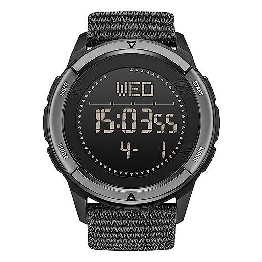 NORTH EDGE men's watches men's military watches men's carbon fiber waterproof wristwatches data display nylon army tactical sports minimalist watches (black)