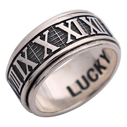 ForFox anello girevole con numeri romani in argento sterling 925 anello antistress rotante per uomo donna taglia 22