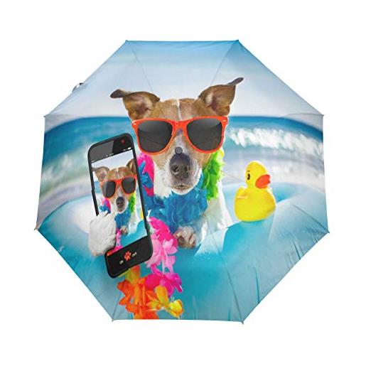 HMZXZ rxyy - ombrello da sole con animali e animali da mare, pieghevole, per donne, uomini, ragazzi, ragazze, antivento, compatto, da viaggio, leggero
