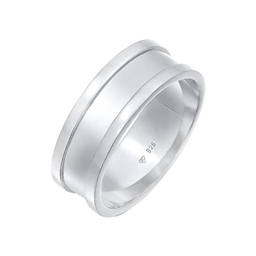 Kuzzoi anello da uomo largo, larghezza 8 mm, in argento sterling 925, anello in argento lucido dal design lineare, anello da uomo di misura