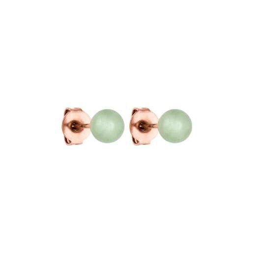 Purelei® orecchini in avventurina, orecchini da donna in acciaio inossidabile resistente, orecchini impermeabili in perle di avventurina, dimensione perle 4,75 mm (oro rosa)