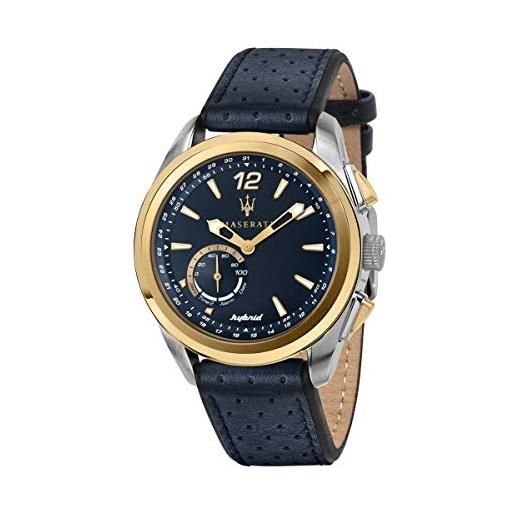 Maserati orologio uomo, collezione traguardo smart, in acciaio, pvd oro, pelle naturale - r8851112002