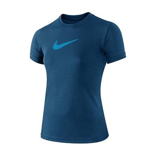 Nike ragazza legend short sleeve top youth maglietta, bambina, legend short sleeve top youth, blue force/neo turq, xs