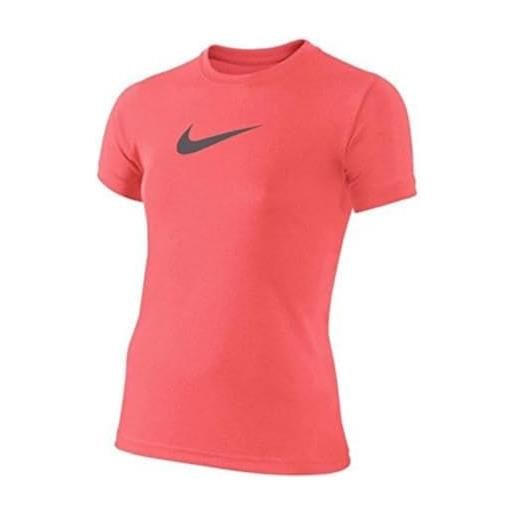 Nike t-shirt legend top, maglietta da bambina, hot punch/dark grey, s