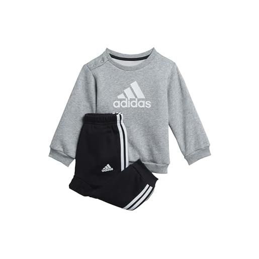 adidas badge of sport, tuta sportiva unisex - bimbi 0-24, grigio (medium grey heather/white), 104 cm