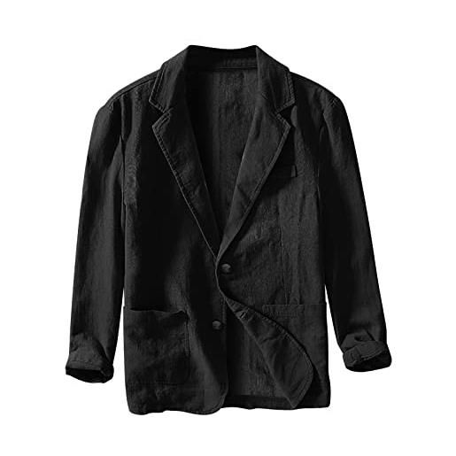 liaddkv giacca in lino, da uomo, estiva, leggera, blazer, per il tempo libero, con due bottoni, leggera, sportiva, per il tempo libero, giacca da uomo, cachi, xxl
