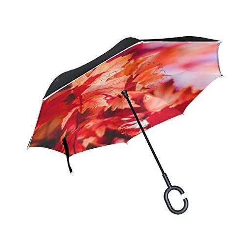 Hengpai foglie d'acero riflessi inverti inside out ombrello auto unigue antivento uv proof doppio strato per le donne