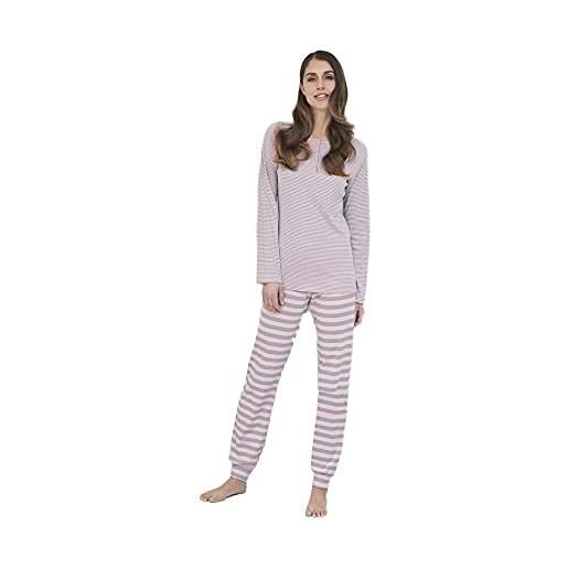 Linclalor - pigiama invernale da donna in cotone interlock - 2115287 - ballerina/grigio, 48