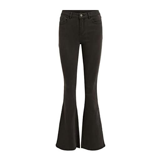 Vila viekko rw flared jeans/su blk - noos, denim nero, (s) w x 32l donna