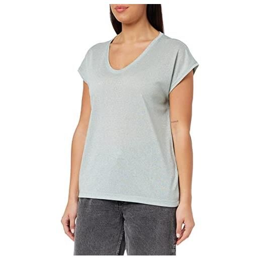 ONLY onlsilvery s/s v neck lurex jrs noos top basic scollo a maniche corte per l'eleganza dei giovani, bordeaux, m donna