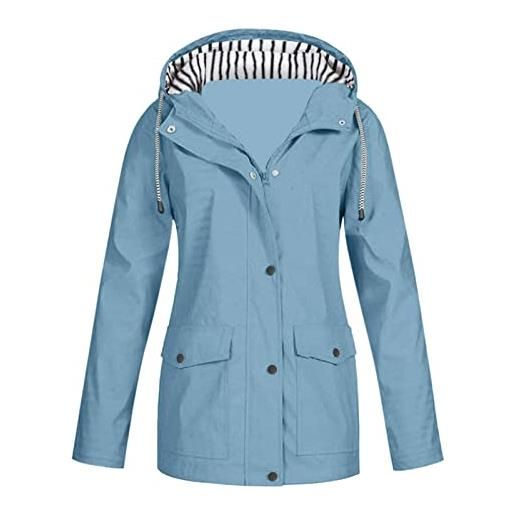 CUTeFiorino bonprix - giacca impermeabile da donna, taglia grande, taglia 58, azzurro, 5x-large