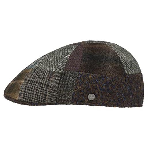 LIERYS coppola mintano patchwork uomo - made in the eu cappellino lana cappello piatto con visiera, fodera autunno/inverno - l (58-59 cm) marrone