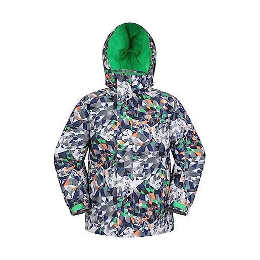 Mountain Warehouse giacca da sci mogal con stampa, impermeabile da bambino-tasche, cappuccio in pile removibile, ghetta antineve integrata-per snowboard, invernale triangolo geometrico 9-10 anni