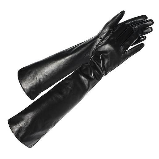 Wvapzxx guanti invernali in vera pelle donna guanti lunghi touch screen in vera pelle di pecora nera