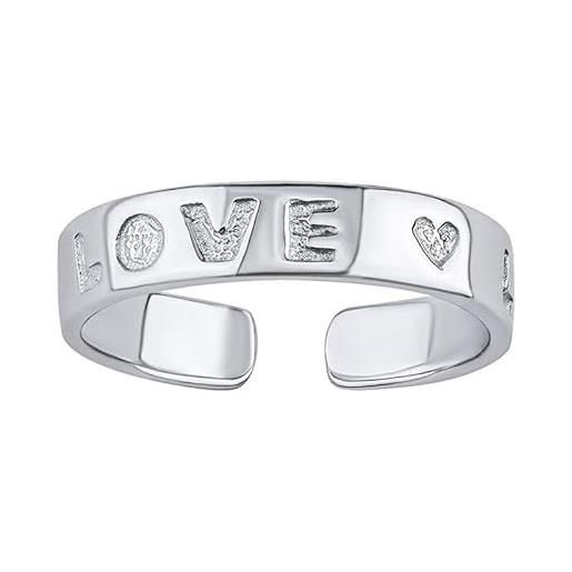 SILVEGO anello open silver ring on aisha´s leg with the inscription love prm11520r ssl3815 marca, estándar, metallo, nessuna pietra preziosa