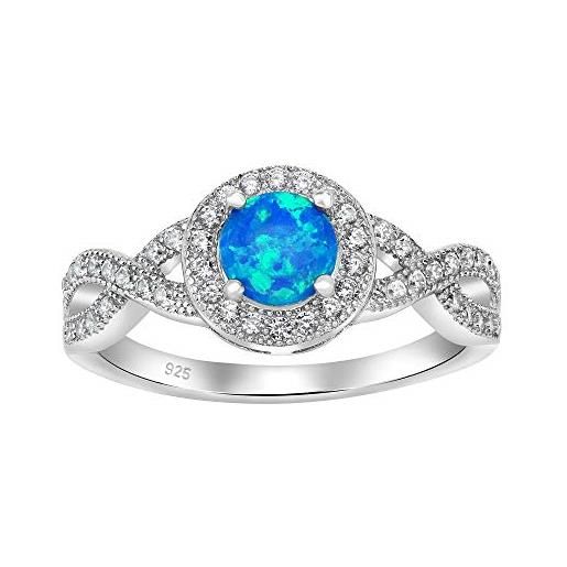 SILVEGO anello da donna in argento 925 con opale sintetico blu, jjj0357c1