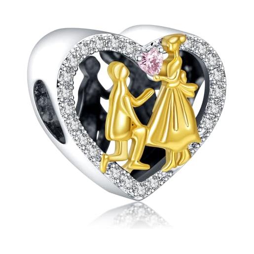 MITSOKU cuore per proposta di matrimonio charm bracciale da donna collana in argento 925 gioielli natale, compleanno, halloween regalo per ragazze