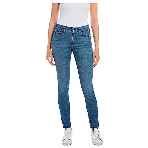 REPLAY jeans donna luzien skinny fit super elasticizzati, blu (medium blue 009), w24 x l28