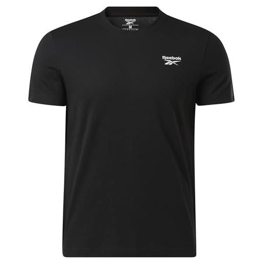 Reebok identity left chest logo, t-shirt uomo, black, m