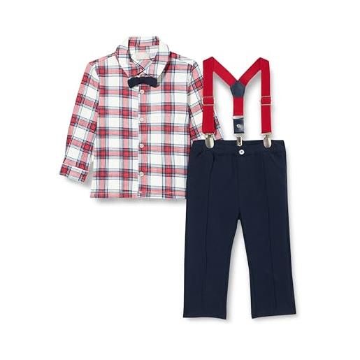 Chicco, completo 2 pezzi: camicia e pantaloni con bretelle, bimbo 0-24, blu, 2 anni